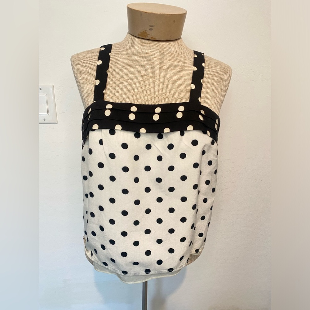 Albert Nipon Black and White Polka Dot Tank Top